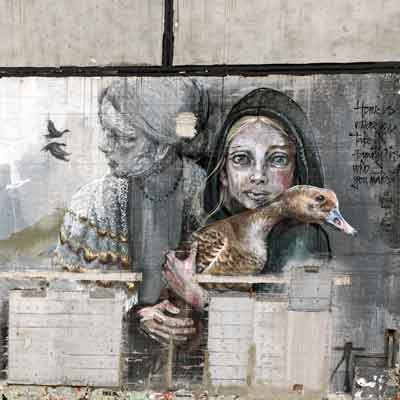 Reykjavík Adventskalender: Street Art Mädchen mit Gans